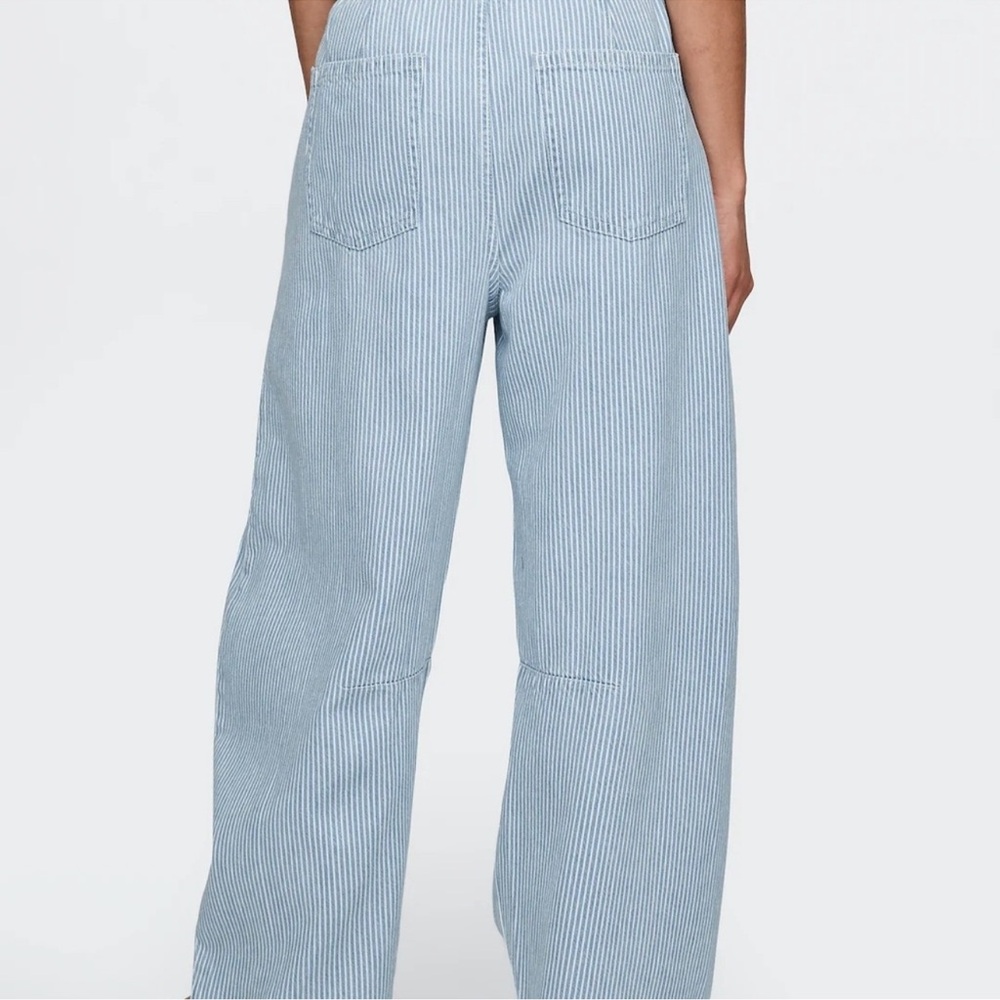 GAP Blue Striped Wide Leg Barrel Horseshoe Pants Size Large - Picture 5 of 10